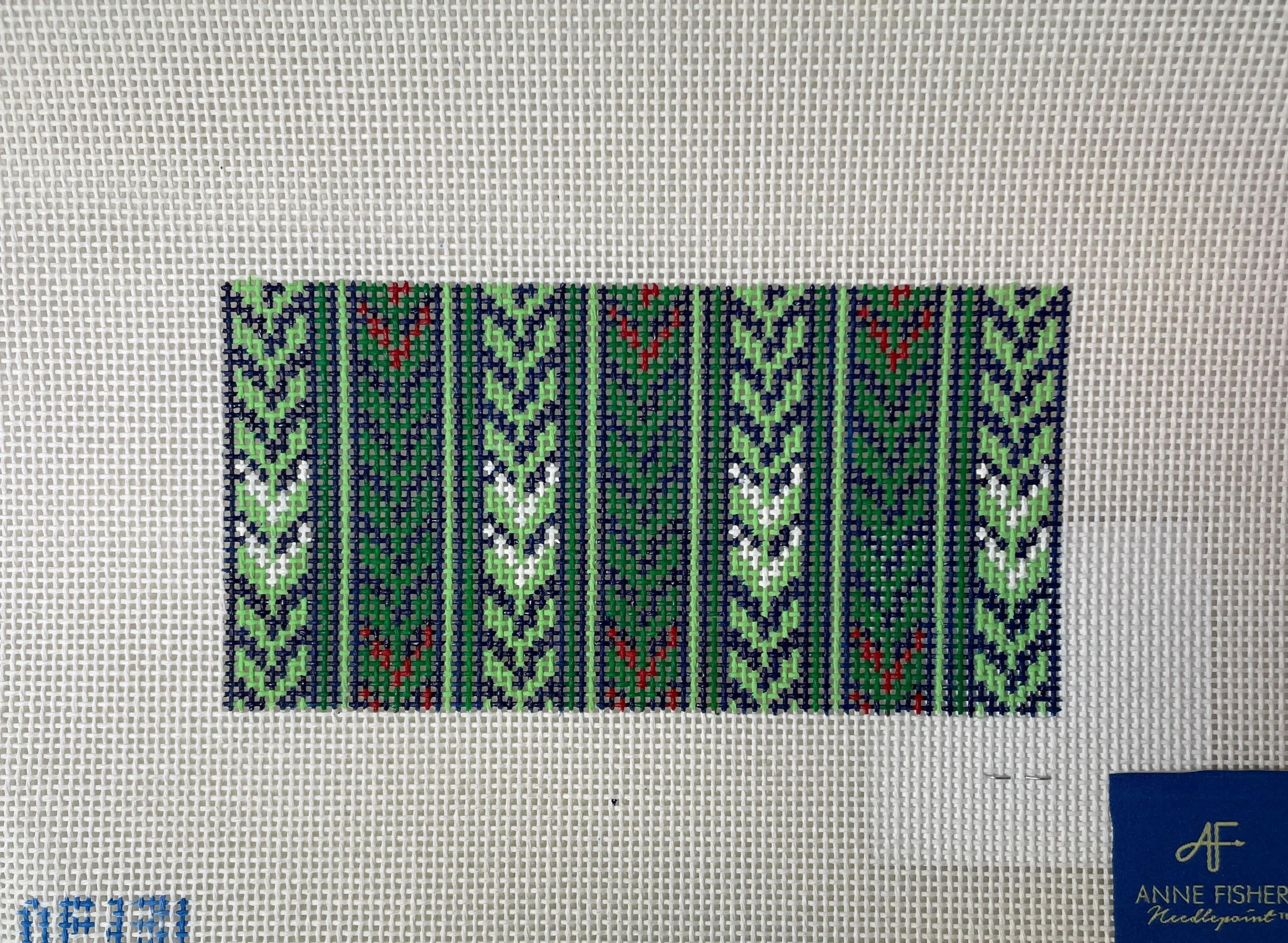 * Anne Fisher Needlepoint AF131 Navy Vine 3x6 insert