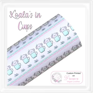 ⋅ Koala's In Cups ⋅ Custom Printed Premium Vegan Faux Leather ⋅ 