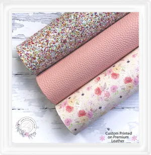 ⋅ Peaches & Cream ⋅ Premium Floral Vegan Faux Leather & Glitter Bundle