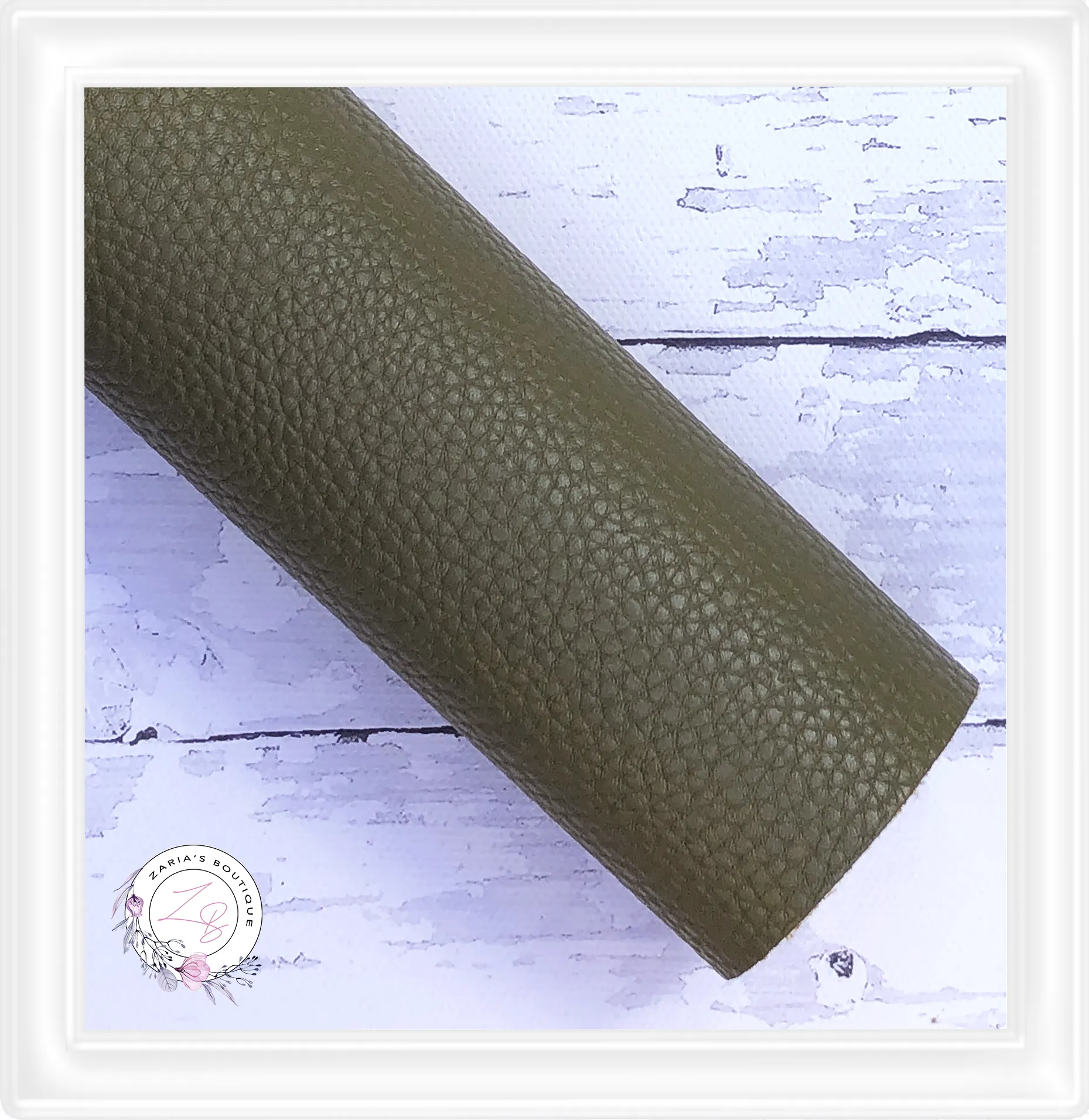 ∙ Plain Premium Vegan Litchi Faux Leather  ∙  Army Green  ∙