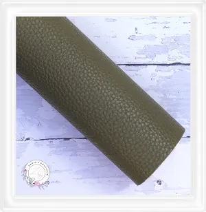 ∙ Plain Premium Vegan Litchi Faux Leather  ∙  Army Green  ∙