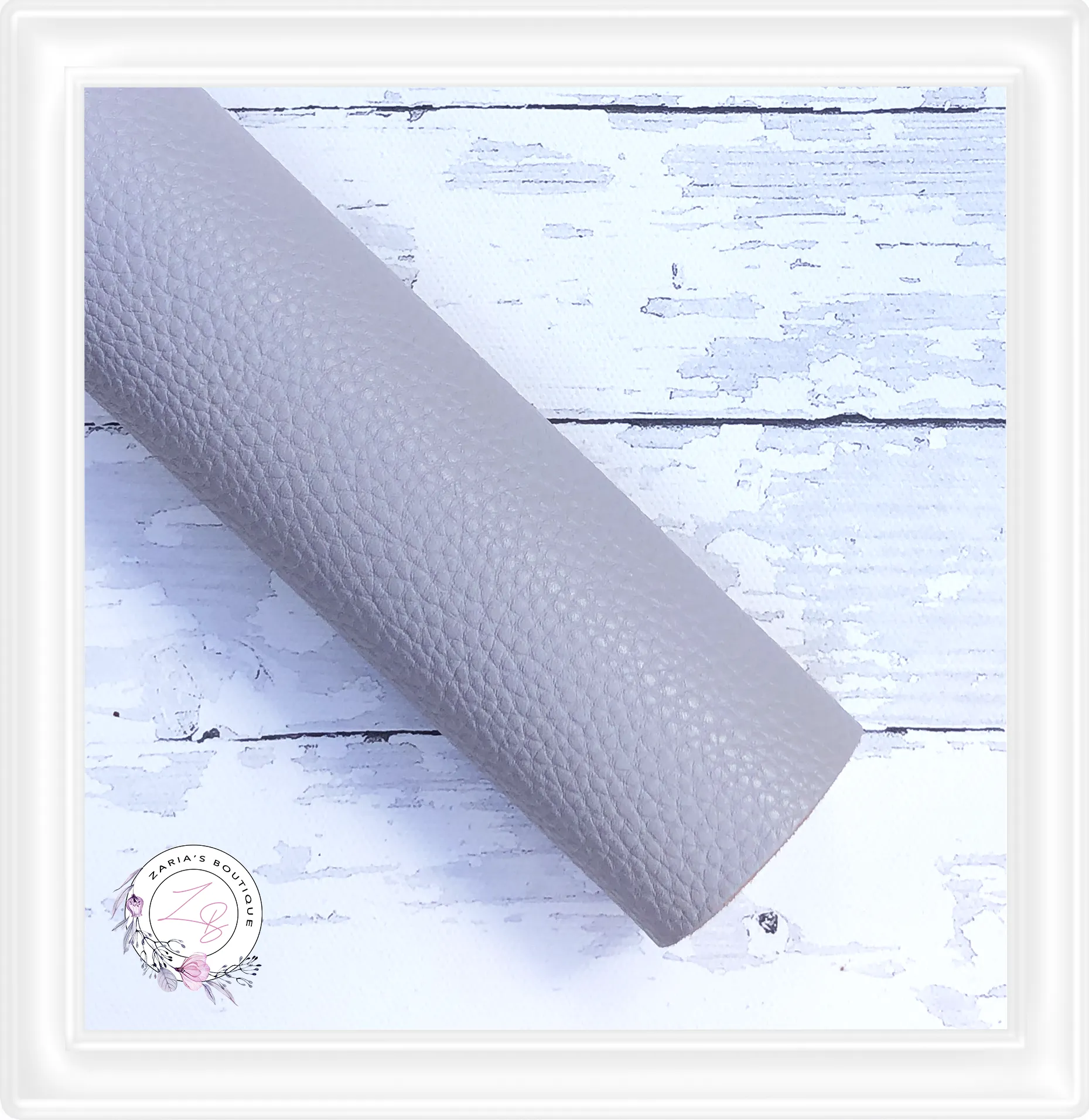∙ Plain Premium Vegan Litchi Faux Leather  ∙ Light Grey  ∙