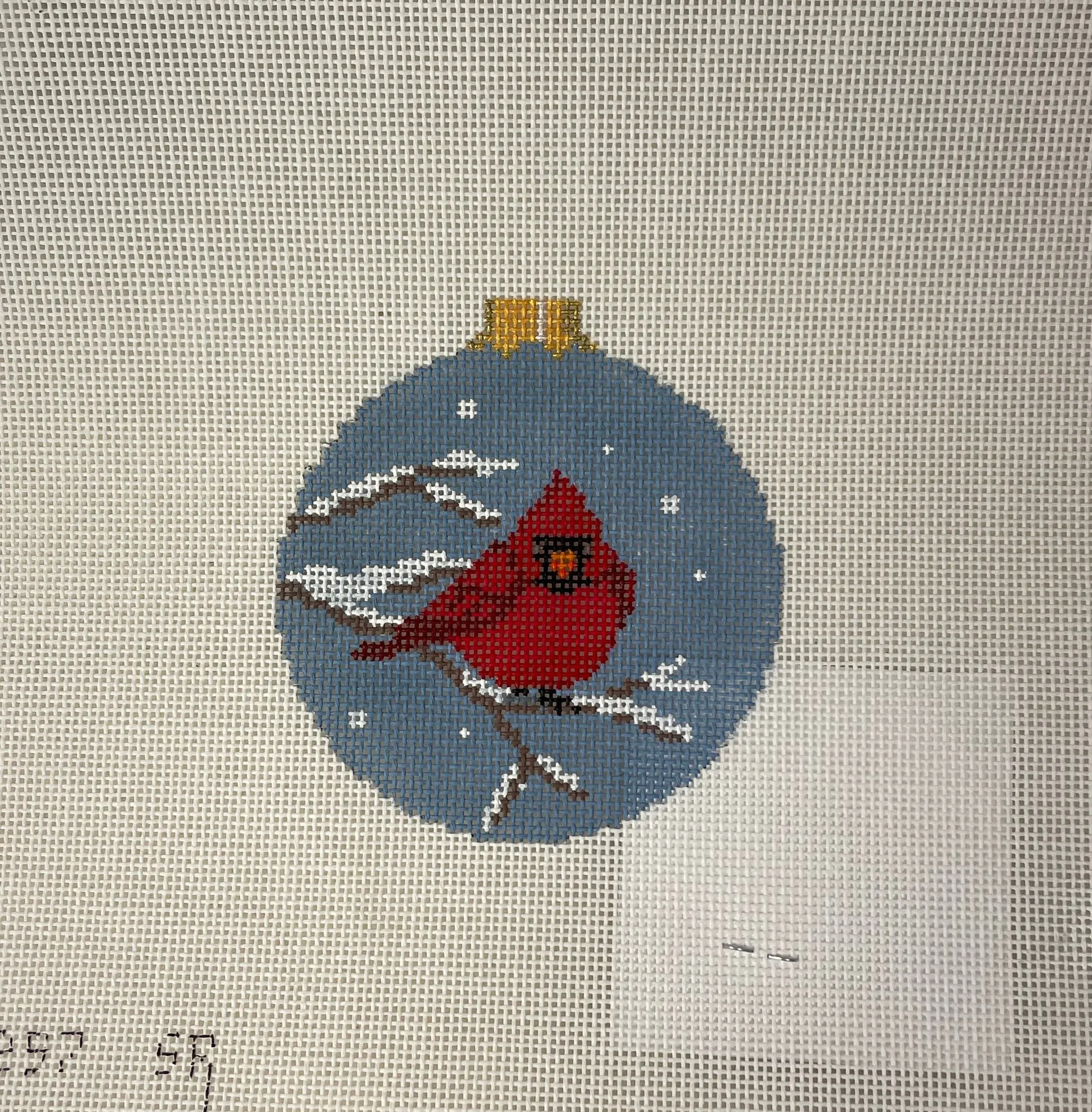 * Susan Roberts Needlepoint 7257 Puffed Cardinal Round