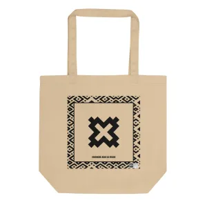 100% cotton Eco Tote Bag, featuring the Adinkra symbol for fortress