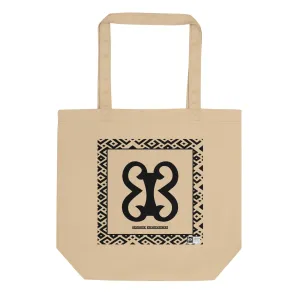 100% cotton Eco Tote Bag, featuring the Adinkra symbol for steadfastness