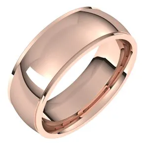 10K Rose 7 mm Comfort Fit Edge Band Size 9.5