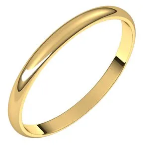 10K Yellow 2 mm Half Round Ultra-Light Band Size 8.5