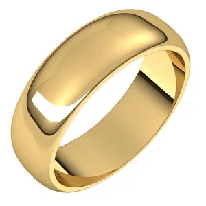 10K Yellow 6 mm Half Round Band Size 6