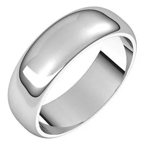 14K White 6 mm Half Round Band Size 6
