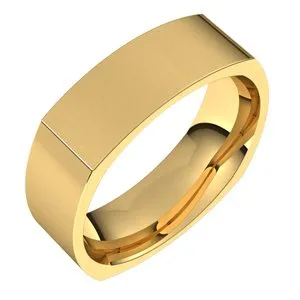 14K Yellow 6 mm Square Comfort Fit Band Size 9
