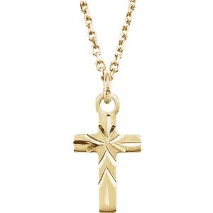 14k Yellow Gold 9.5x6.5mm Youth Cross Necklace