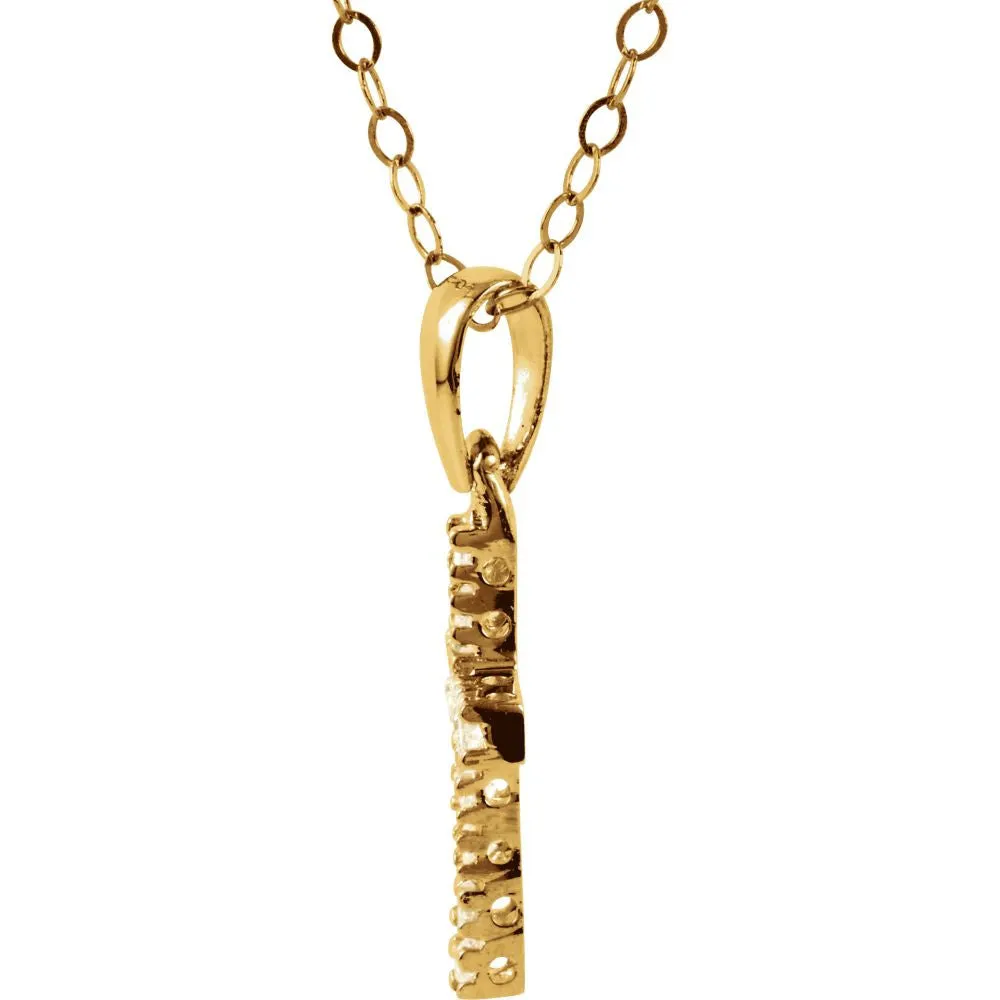 14k Yellow Gold Cubic Zirconia Youth Cross 15" Necklace
