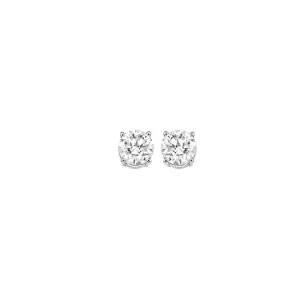 14KT White Gold & Diamond Classic Book Round Stud Earrings  - 1/4 ctw