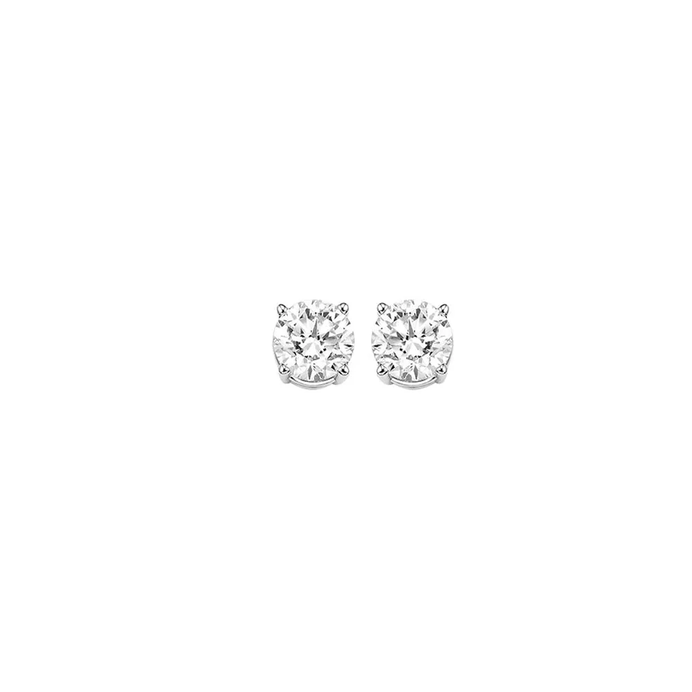14KT White Gold & Diamond Classic Book Round Stud Earrings  - 1/4 ctw