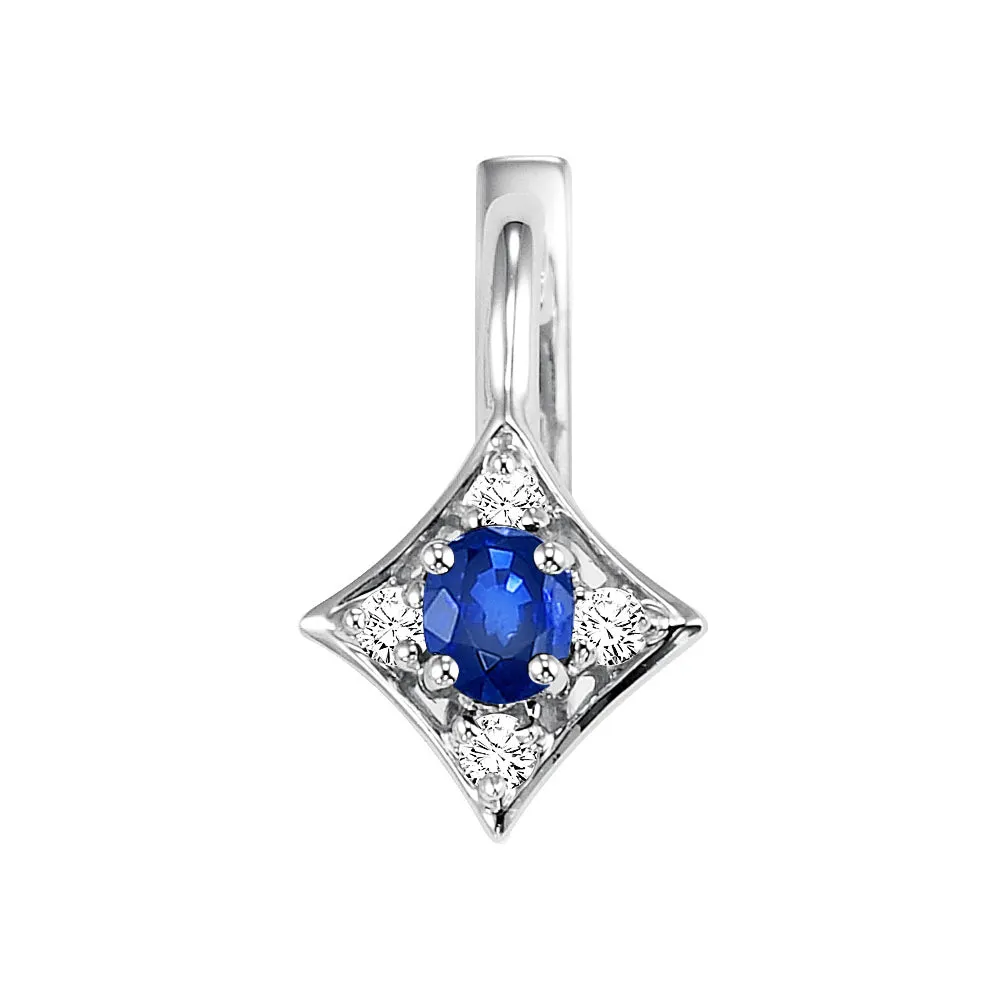 14KT White Gold & Diamond Gemstone Neckwear Pendant