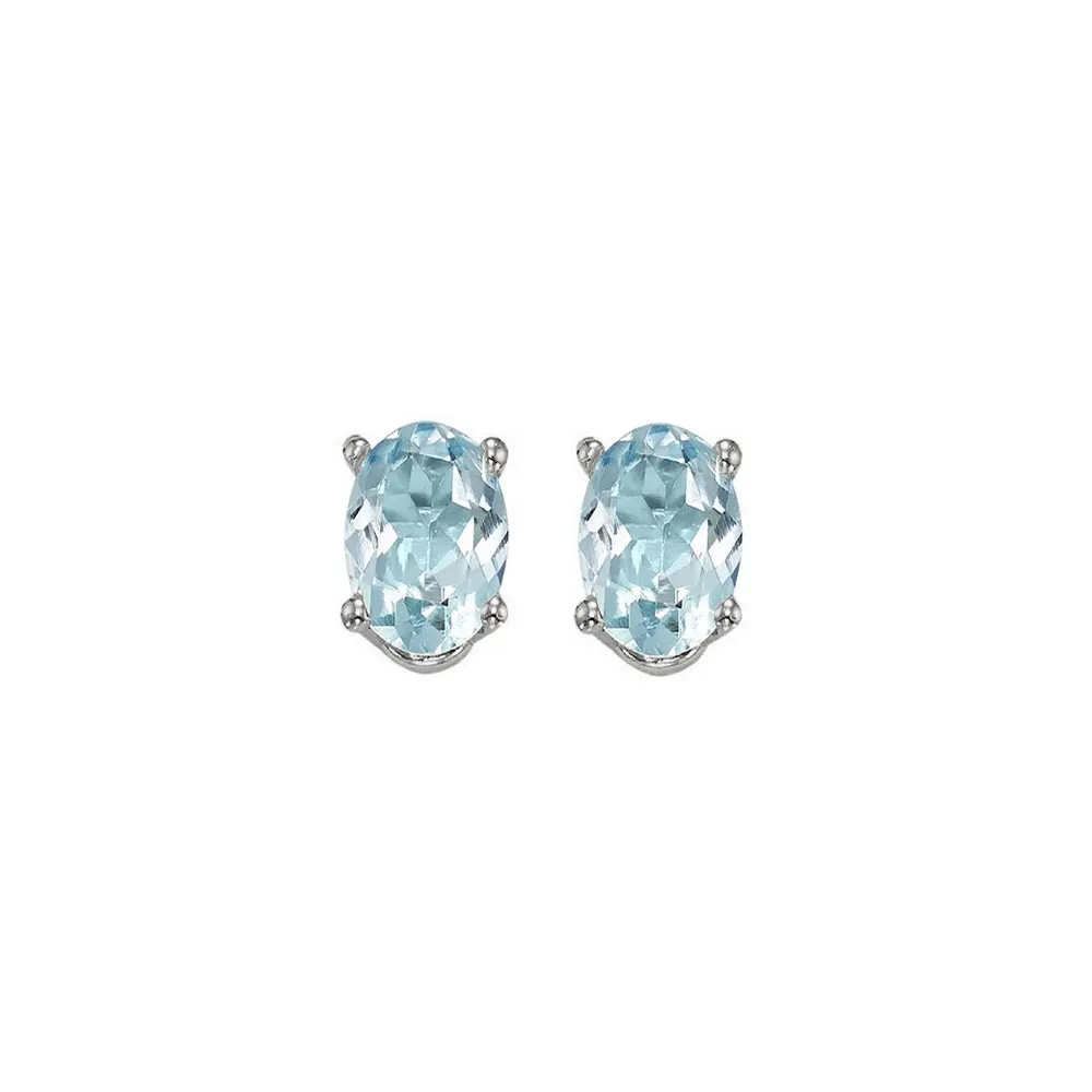 14KT White Gold Classic Book Color Stud Earrings