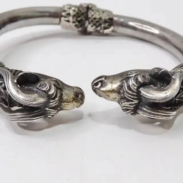 1960 Silver Doublehead Ram Cuff Bracelet