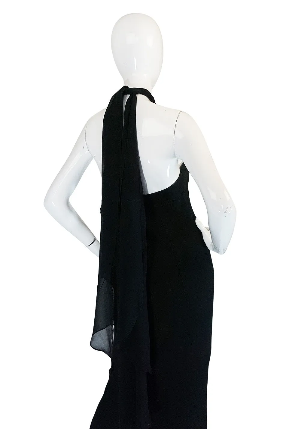 1980s Claude Montana Body Hugging Black Jersey Dress