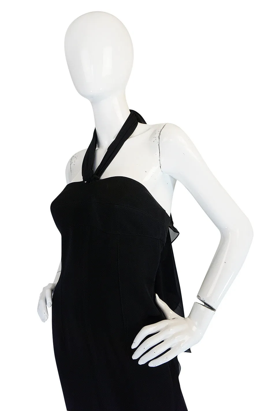 1980s Claude Montana Body Hugging Black Jersey Dress