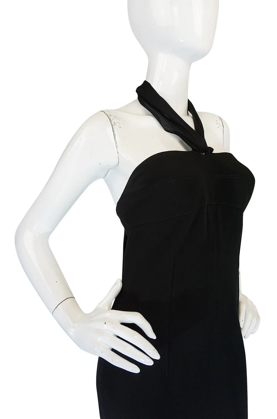 1980s Claude Montana Body Hugging Black Jersey Dress