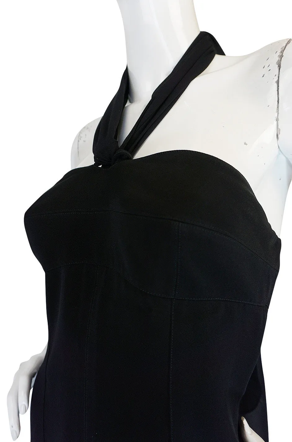 1980s Claude Montana Body Hugging Black Jersey Dress