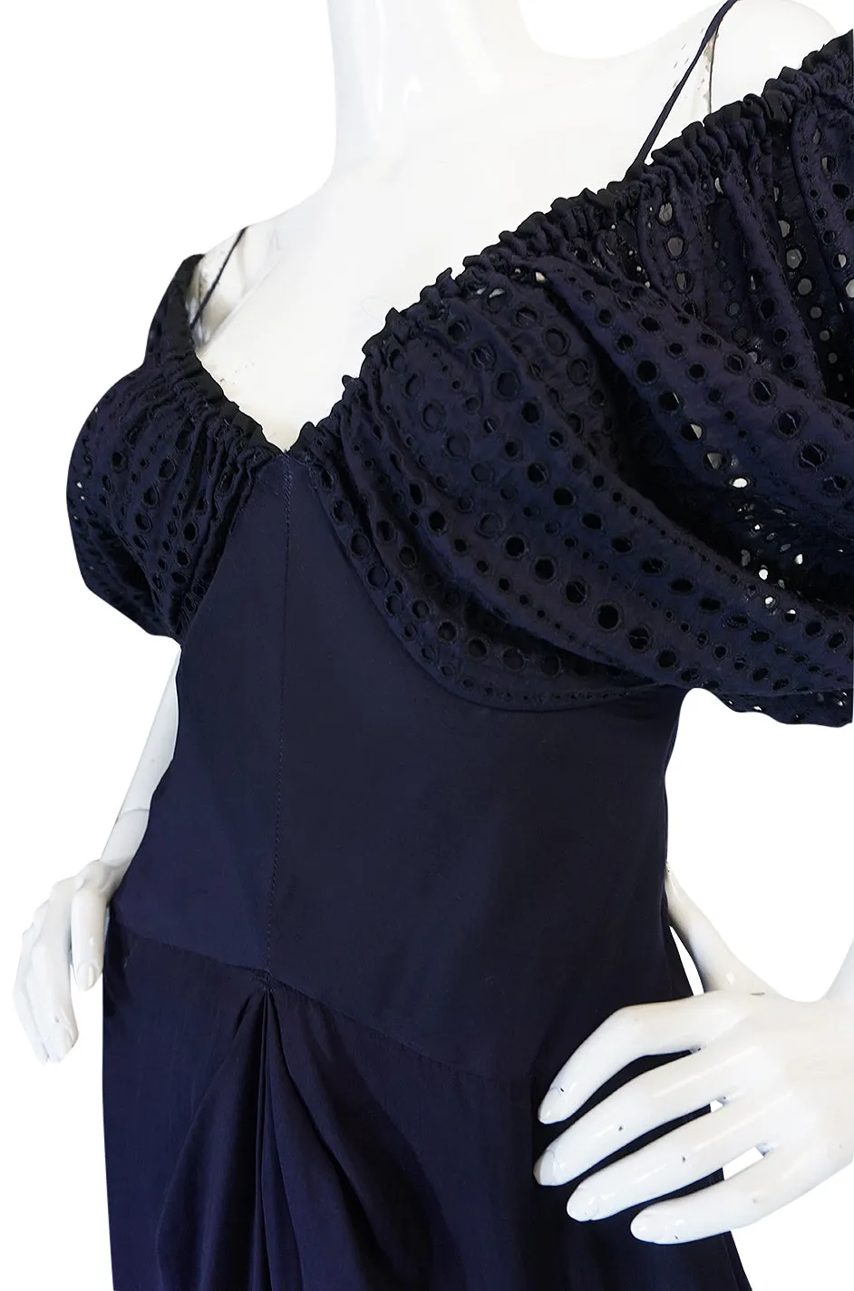 1990s Jean Paul Gaultier Femme Eyelet Pouf Sleeve Dress