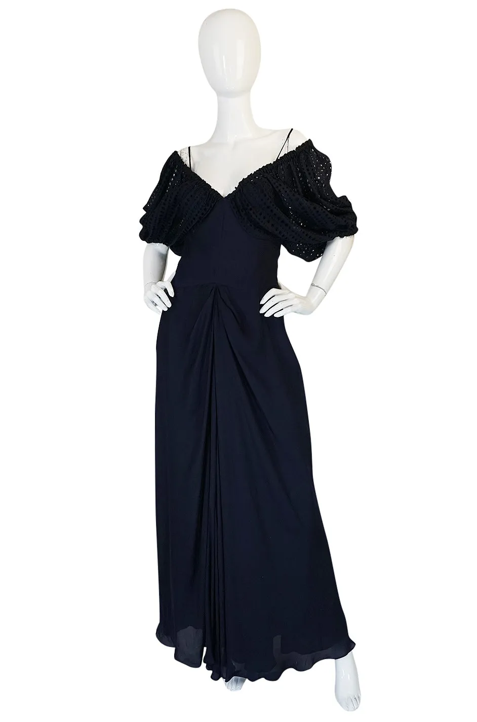1990s Jean Paul Gaultier Femme Eyelet Pouf Sleeve Dress