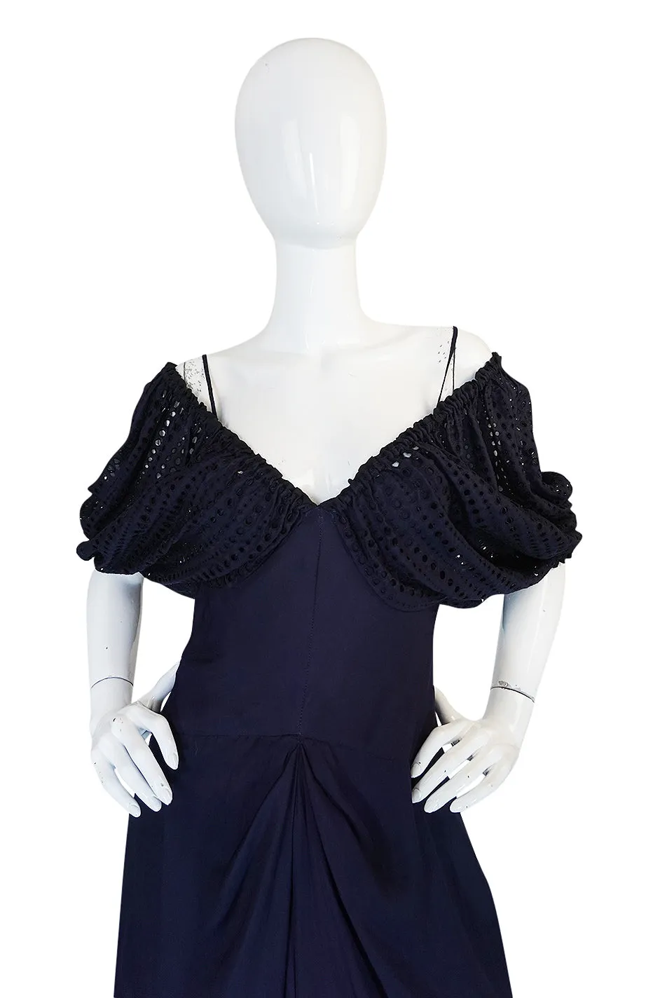 1990s Jean Paul Gaultier Femme Eyelet Pouf Sleeve Dress