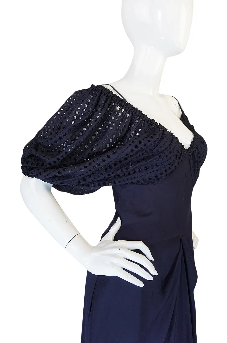1990s Jean Paul Gaultier Femme Eyelet Pouf Sleeve Dress