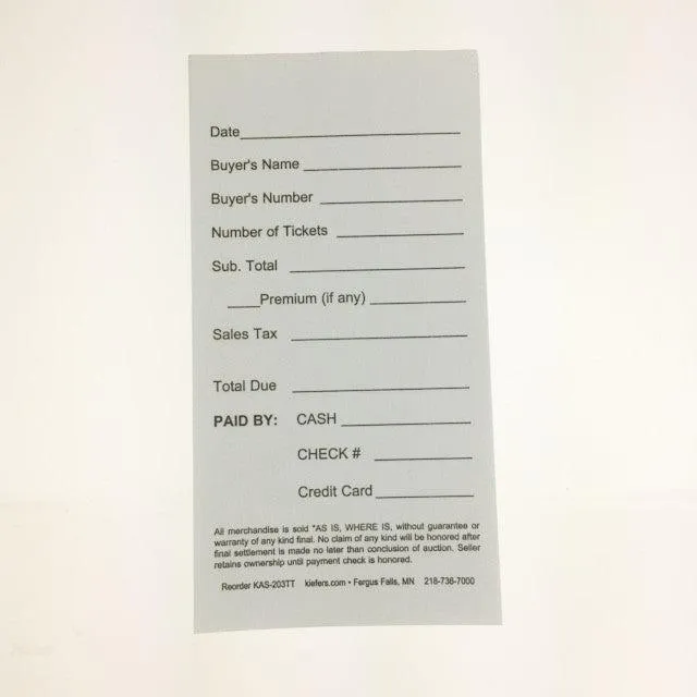 2-Part Cashier Ticket Tallies (250/Pack)