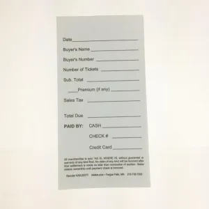 2-Part Cashier Ticket Tallies (250/Pack)