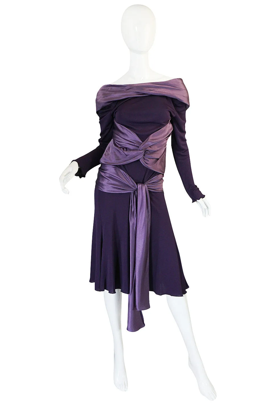 2004 F/W Alexander McQueen Purple Tie Runway Dress