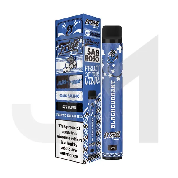 20mg El Fruto Bar Disposable Vape Device 575 Puffs