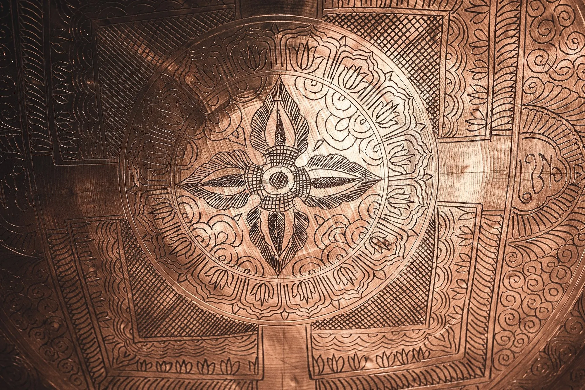 22" Premium Indian Wind Gong with Stand - Hand Engraved Mantras