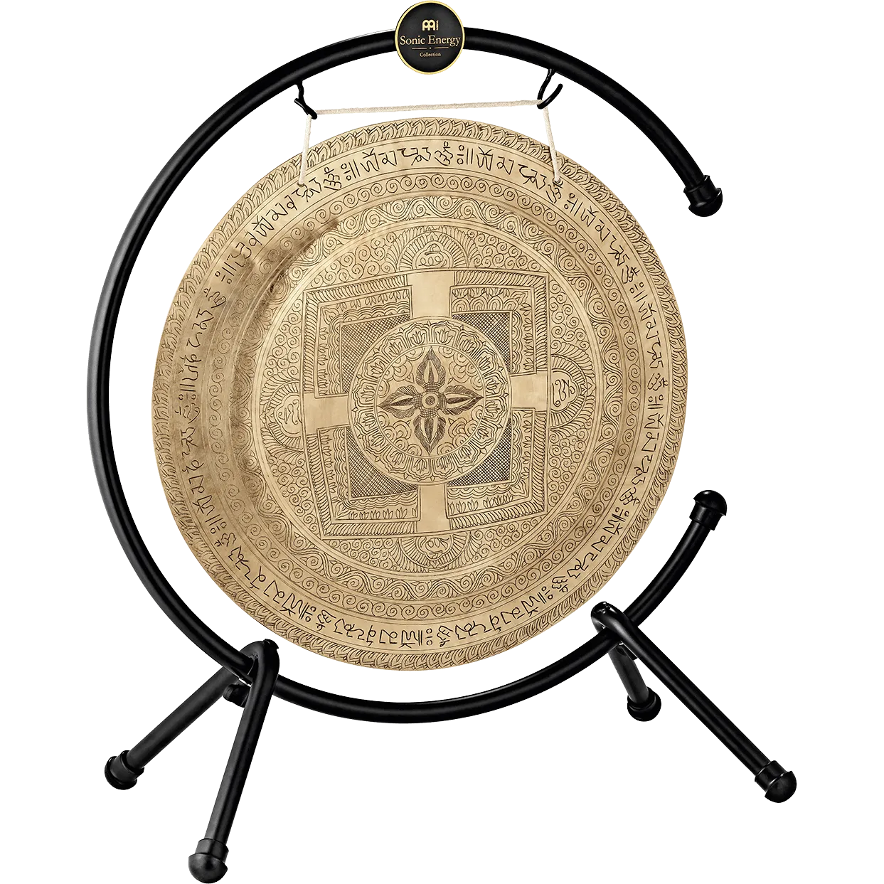 22" Premium Indian Wind Gong with Stand - Hand Engraved Mantras