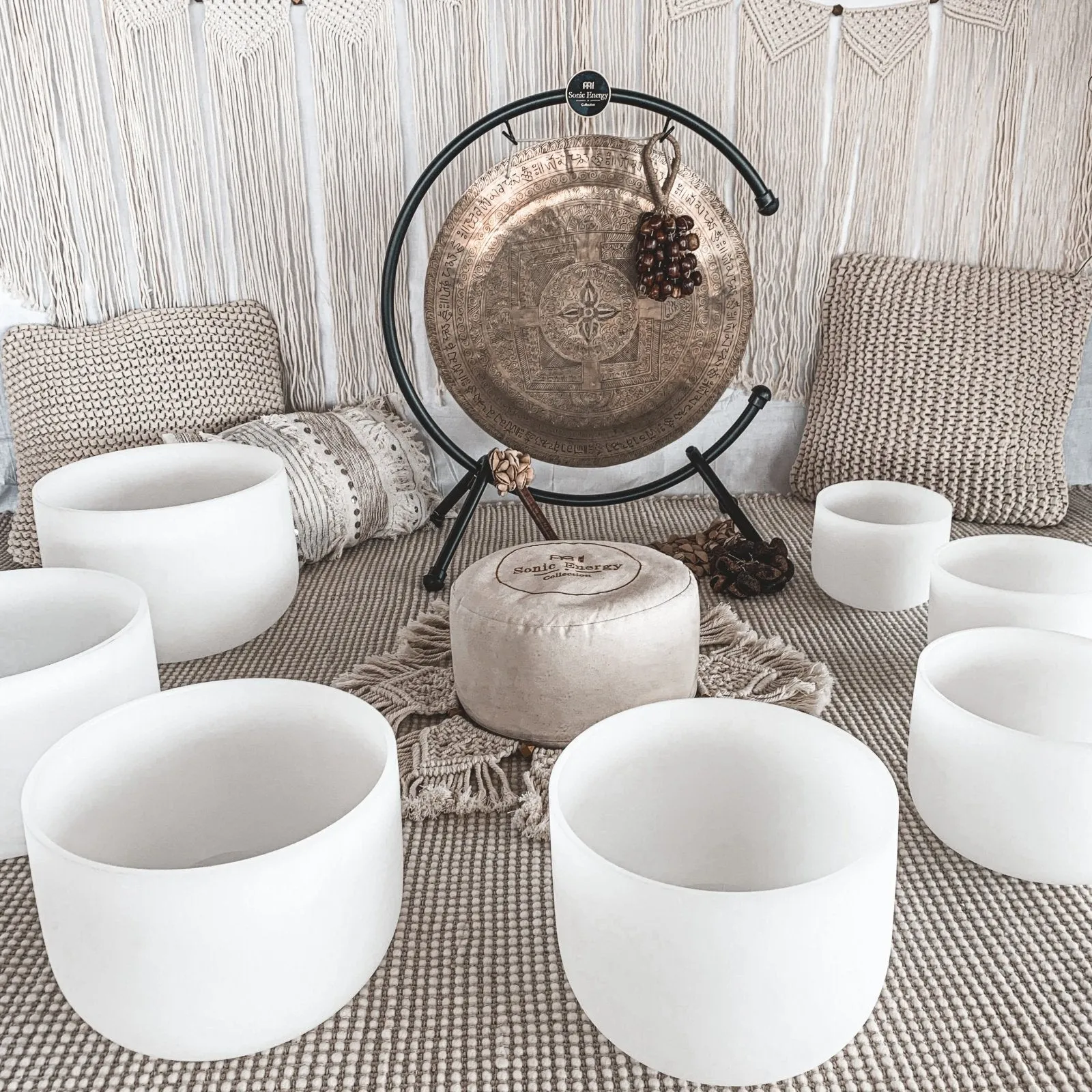 22" Premium Indian Wind Gong with Stand - Hand Engraved Mantras