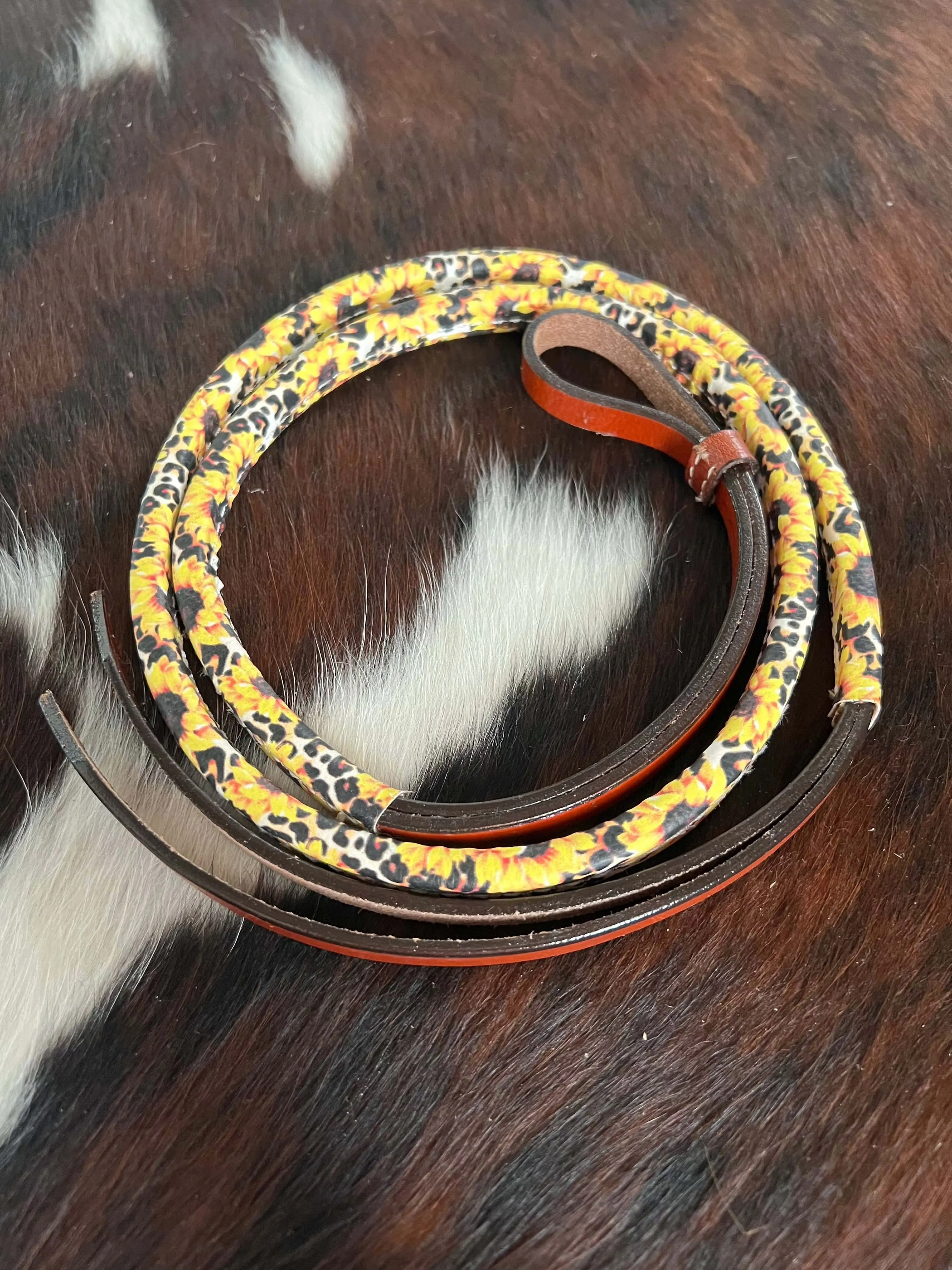 4ft Leather over & under with leather sunflower and cheetah print overlay.