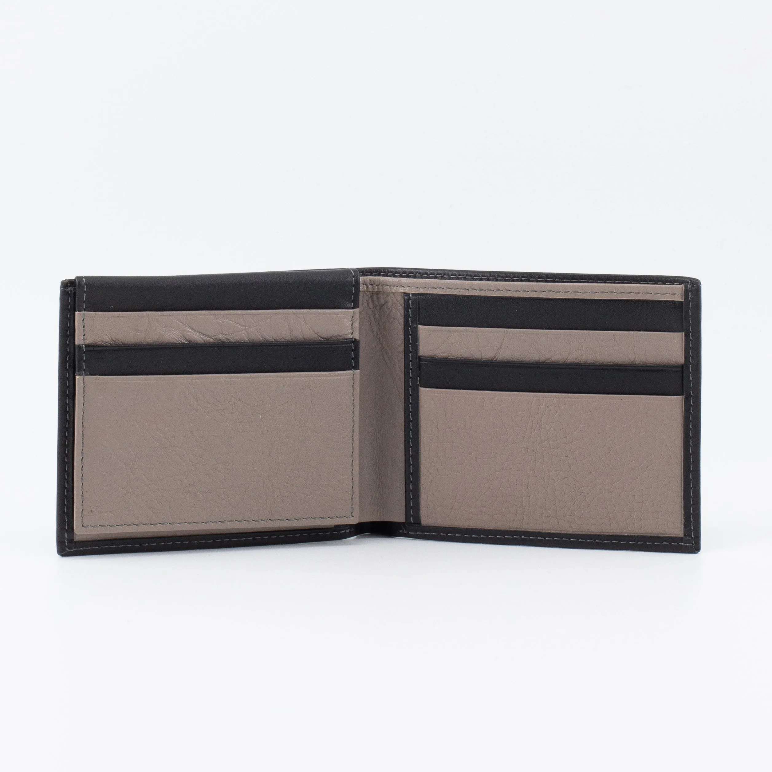 A Bifold, Premium Leather Wallet (Gray - Black)