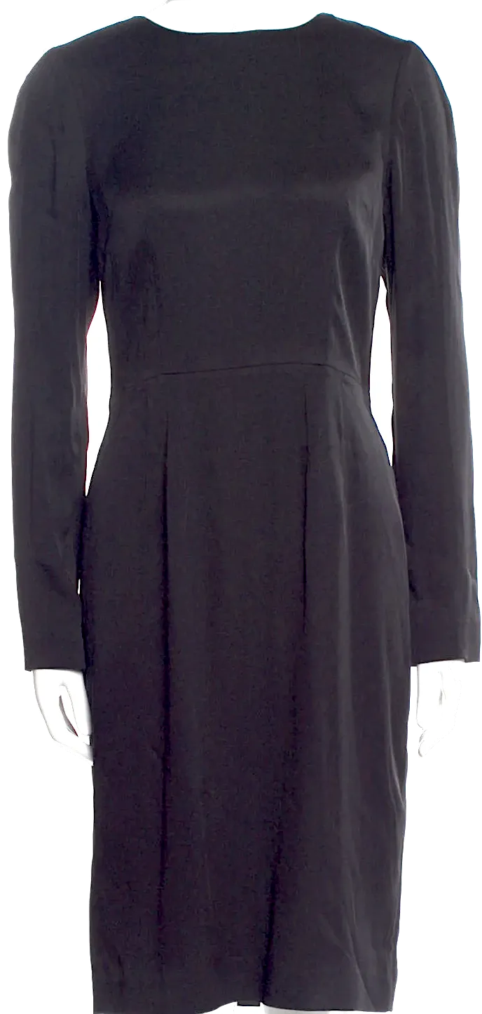 Acne Studios Sweden. Black Silk Long Sleeve Dress