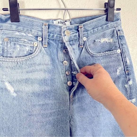 Agolde Light Blue Distressed Boyfriend Jeans