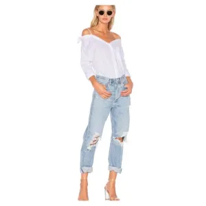 Agolde Light Blue Distressed Boyfriend Jeans