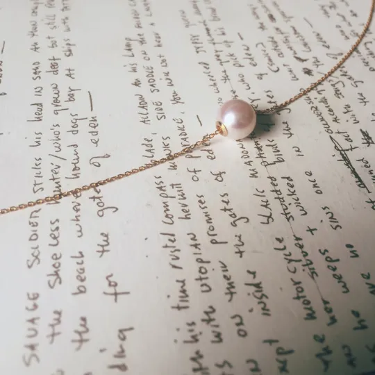 Akoya Single Pearl Necklace Solid 18K Gold