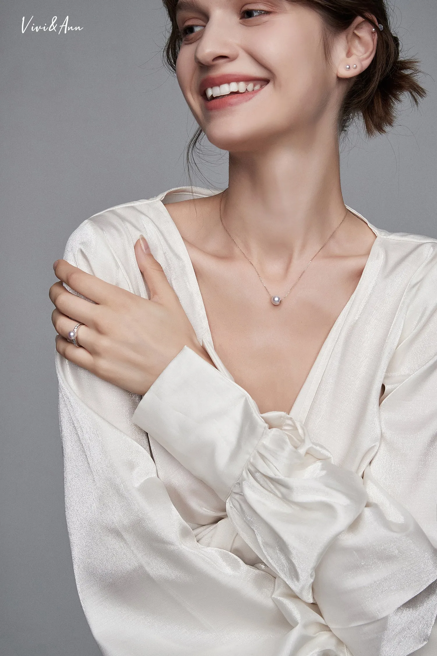 Akoya Single Pearl Necklace Solid 18K Gold