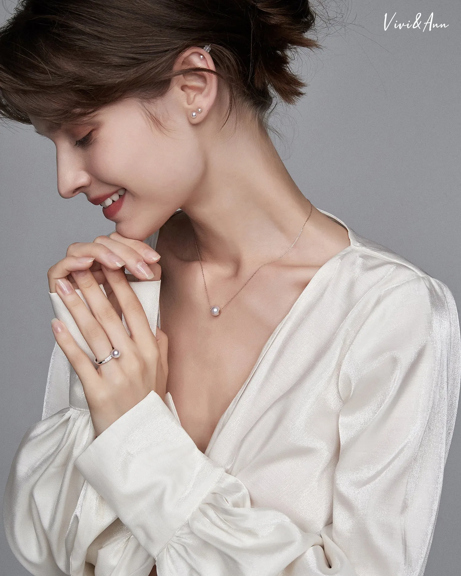 Akoya Single Pearl Necklace Solid 18K Gold