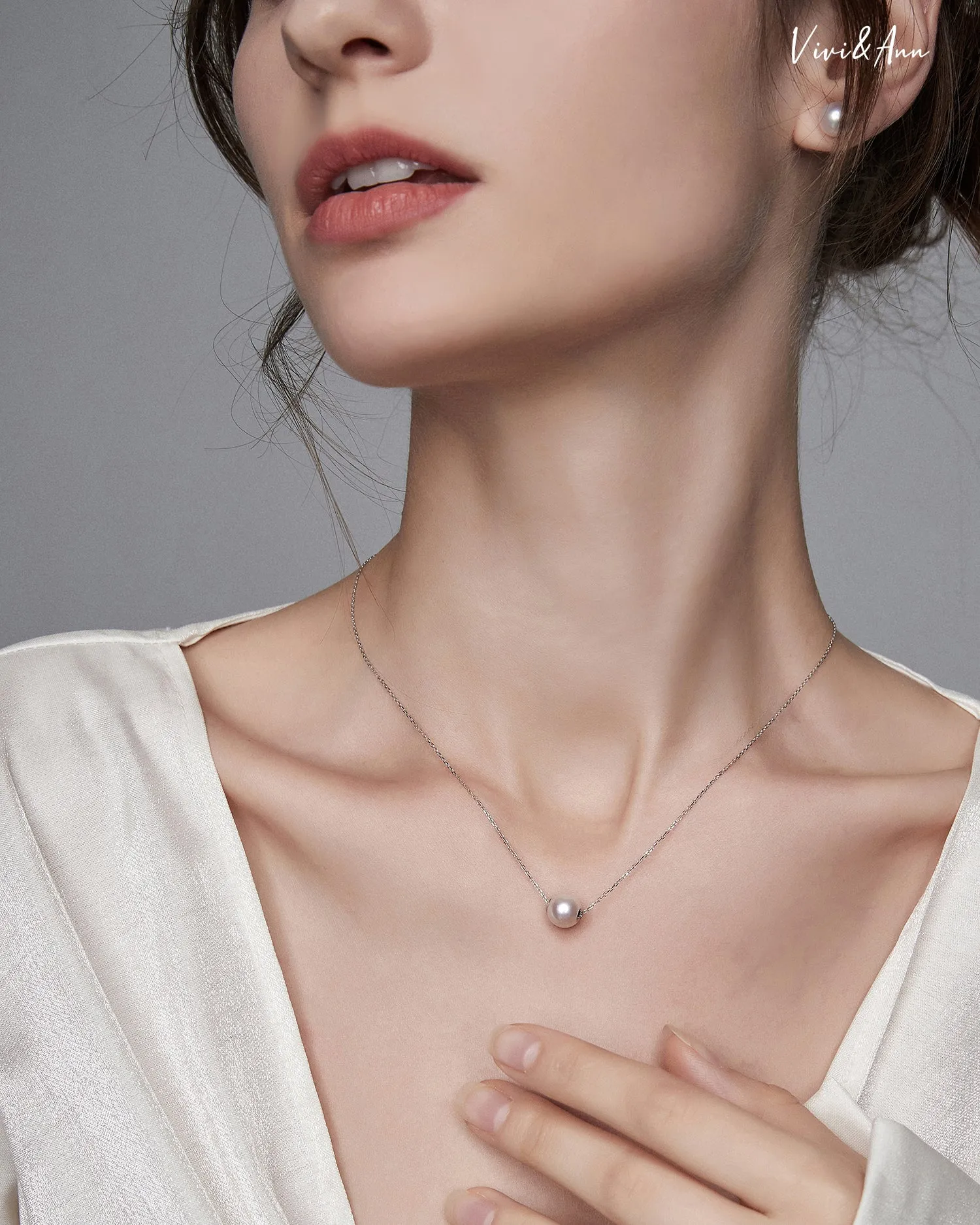 Akoya Single Pearl Necklace Solid 18K Gold