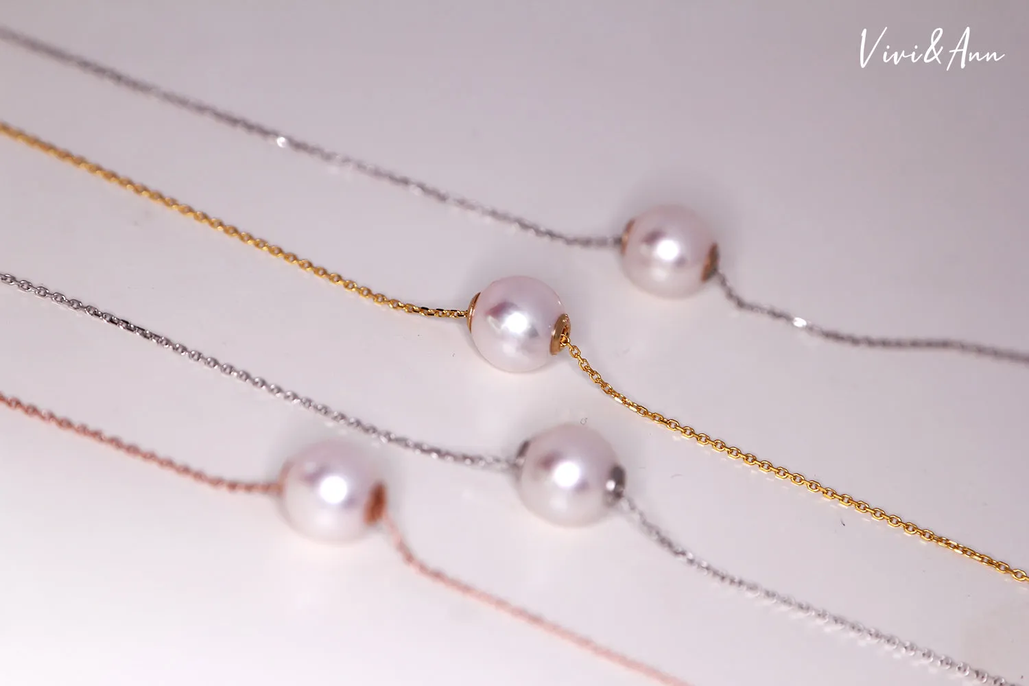 Akoya Single Pearl Necklace Solid 18K Gold