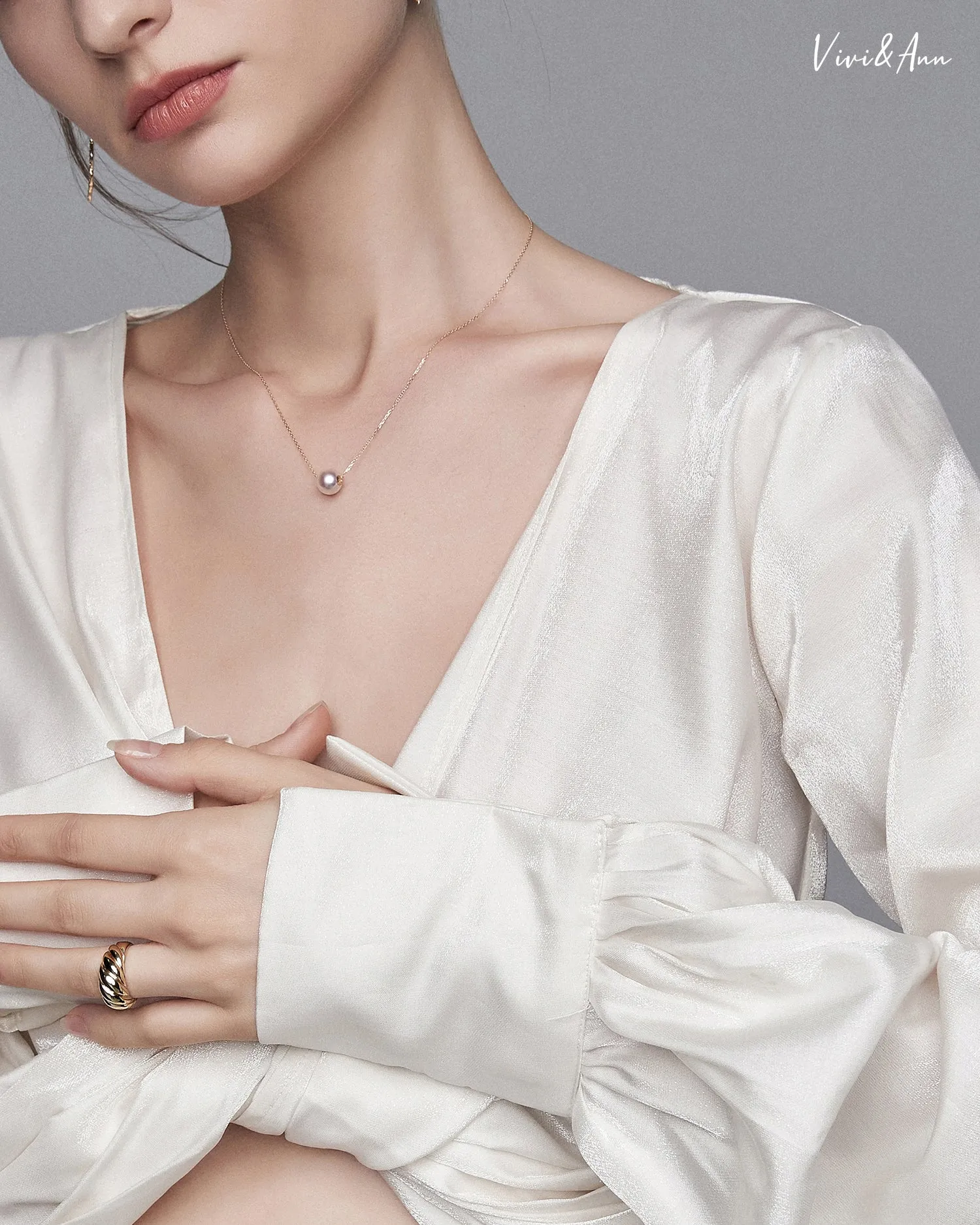 Akoya Single Pearl Necklace Solid 18K Gold
