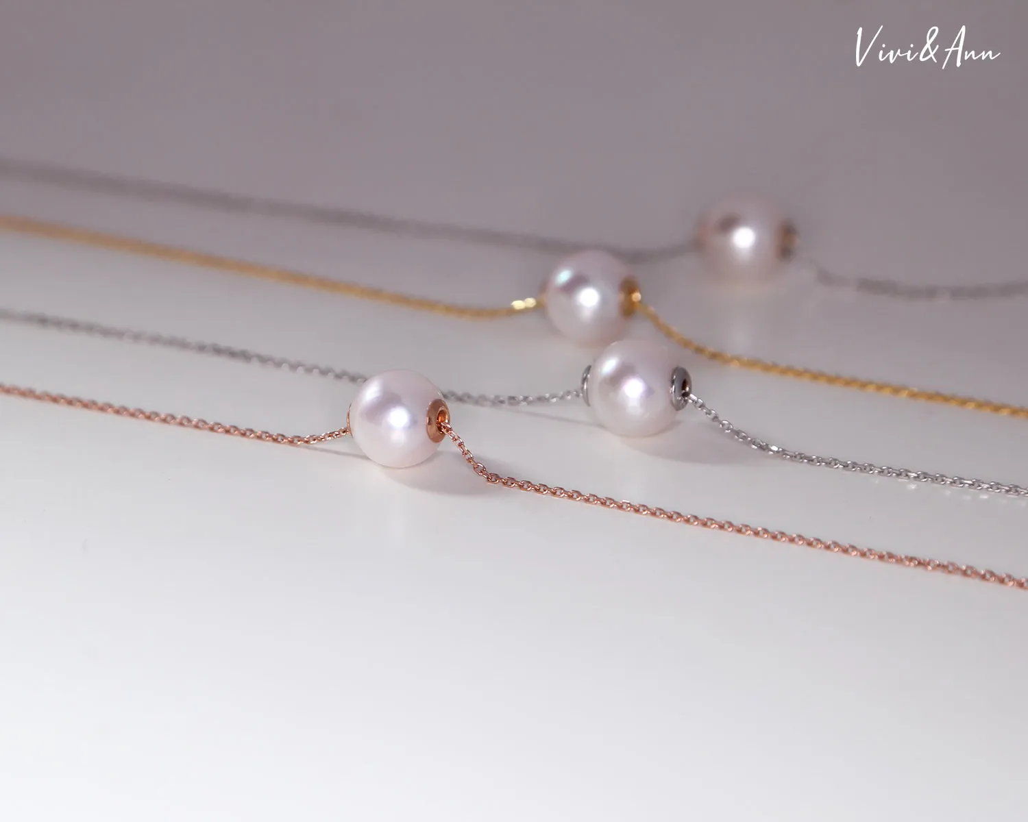 Akoya Single Pearl Necklace Solid 18K Gold