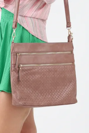 Alecia Woven Crossbody Bag - Taupe