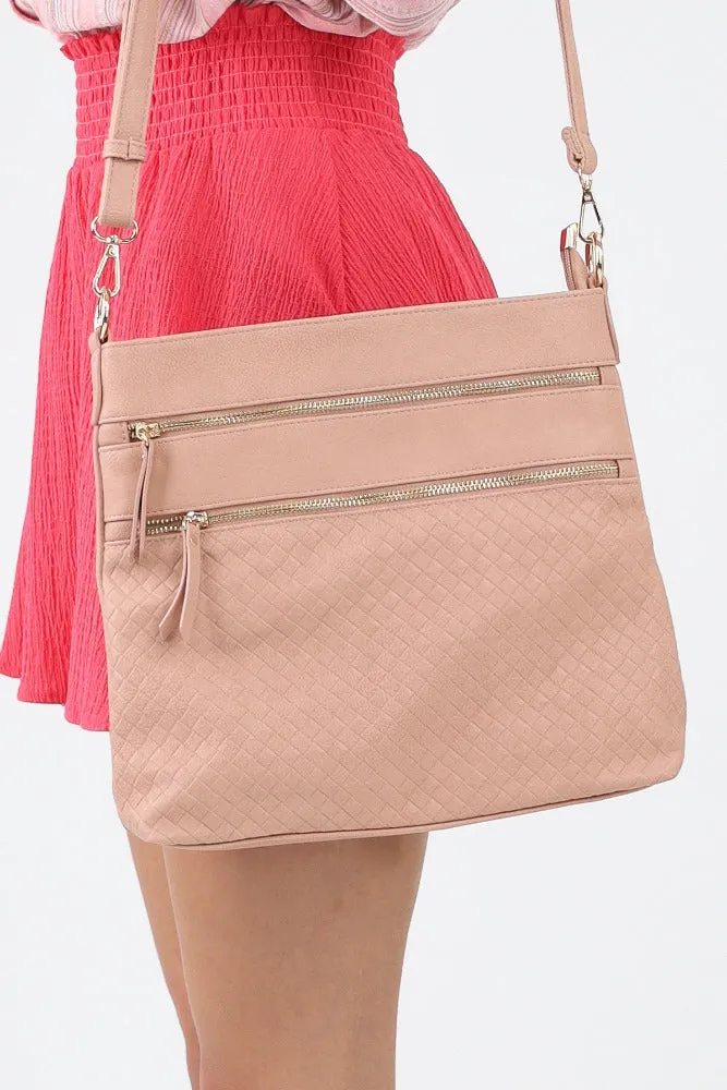 Alecia Woven Crossbody Bag - Taupe